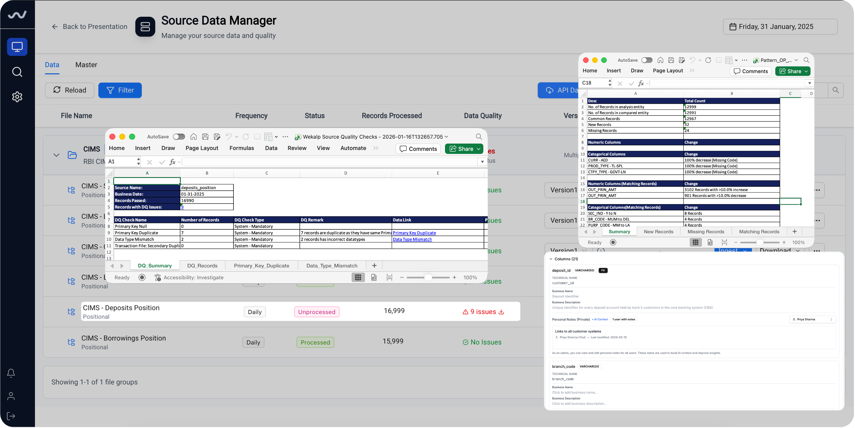KPIs & Validations interface
